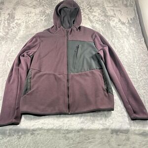Purple and grey hooded fleece jacket
